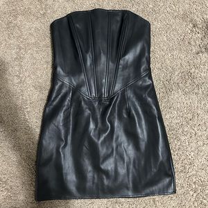 LA Hearts Leather Strapless Corset Dress